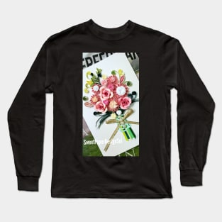 Printed Paper quilling Art. Paper quilling flower bouquet. Handmade Long Sleeve T-Shirt